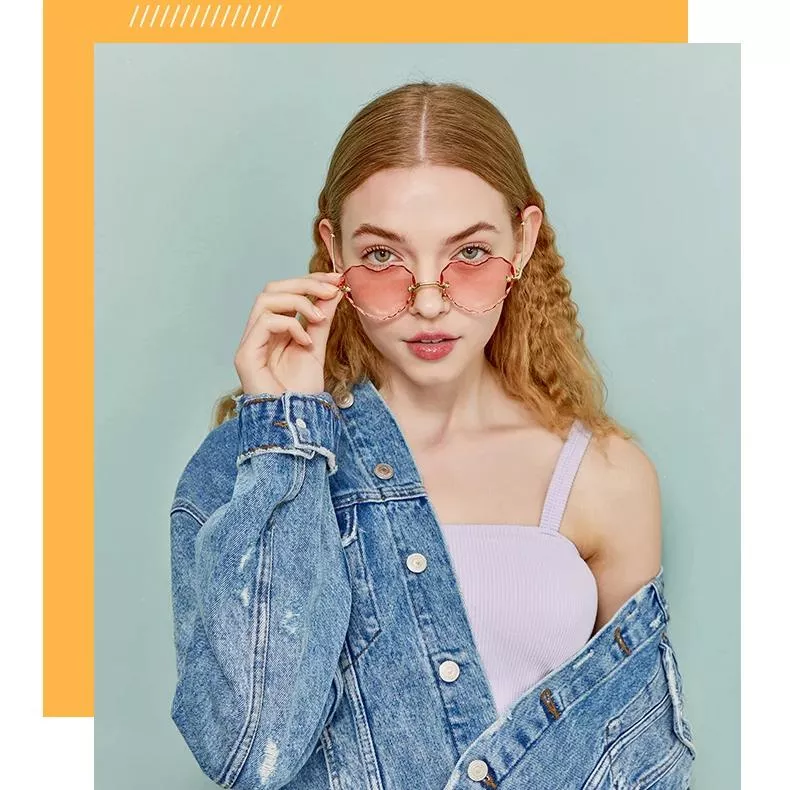 Love Heart Sunglasses Women Rimless Frame Clear Lens Colorful Sun Glass Thick Edge Retro Cat Eye Vintage Female Sun Glass UV400 Love Heart Sunglasses Women Rimless Frame Clear Lens Colorful Sun Glass Thick Edge Retro Cat Eye Vintage Female Sun Glass UV400